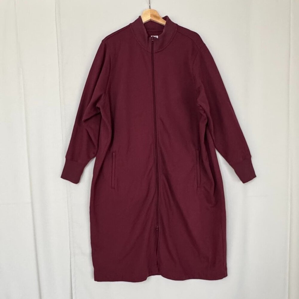 Duluth Trading Company Souped-Up Fleece Burgundy Zip Up Robe Jacket Plus Size 2X